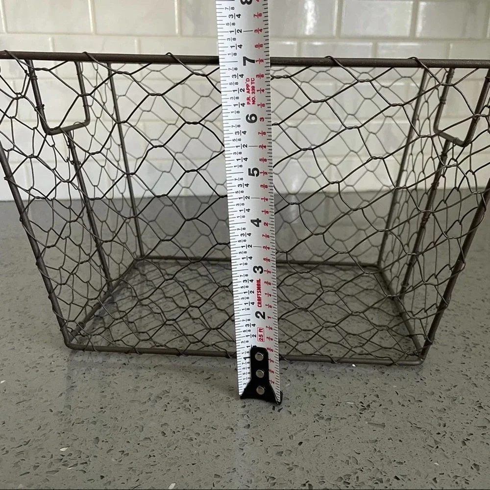 Farmhouse Chicken Wire Storage Decor Baskets Set of 2 with 1 with Canvas Liner